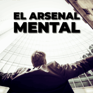 Hombre con mentalidad de éxito usando arsenal mental